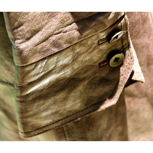 John Carlisle Vtg-look Leather Coat Long Womens Lg Steampunk Cosplay Brown Aged - Picture 7 of 12